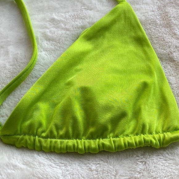New! Frankie's Bikinis Tatum Satin Triangle Bikini Top, green 14812 - Picture 7 of 9
